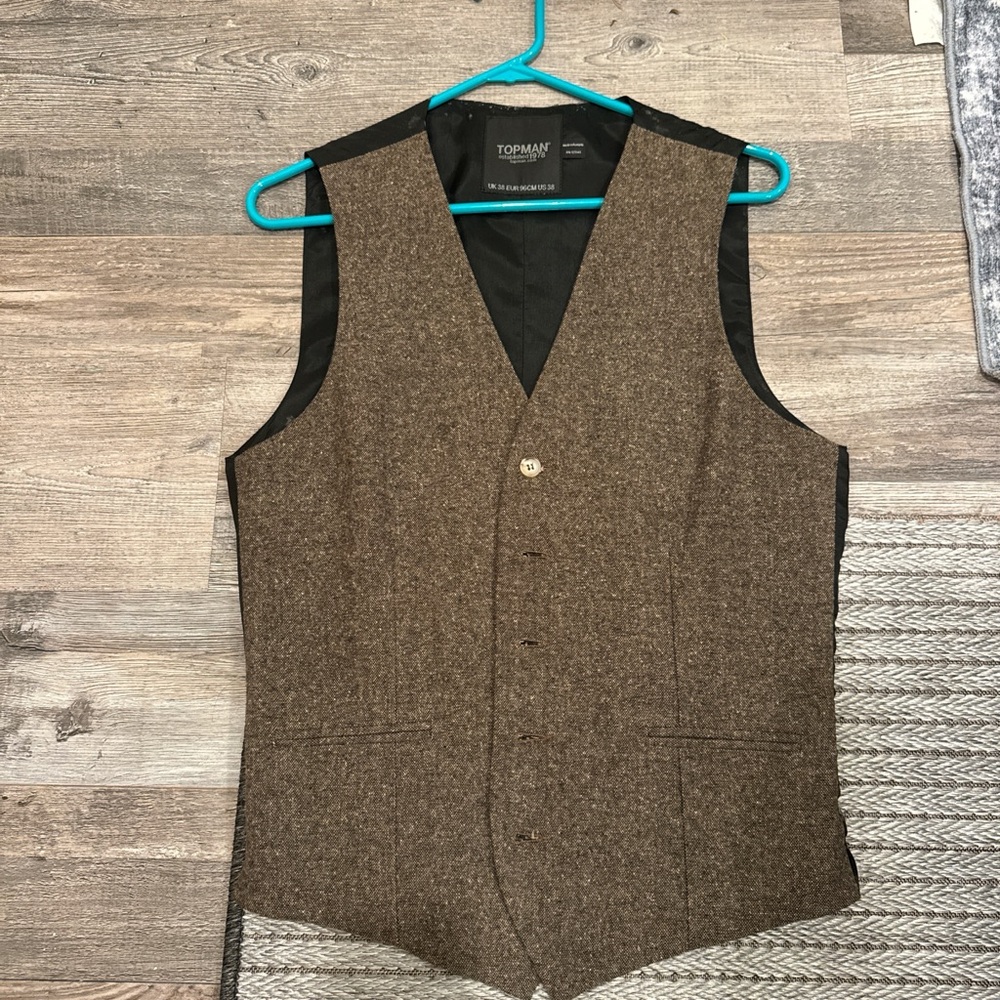 Topman Brown Vest with Black Trim Size:M